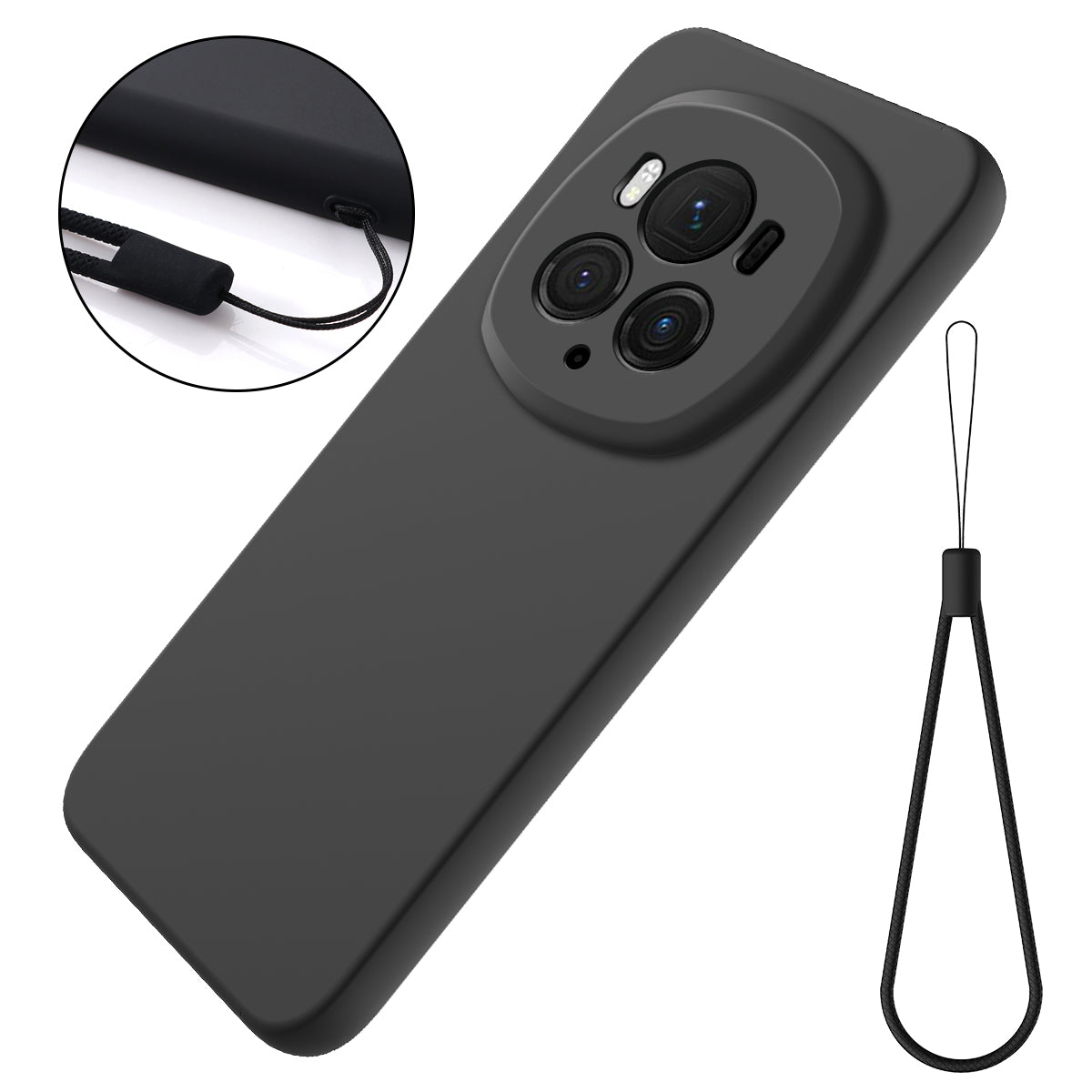 Back Case for Honor Magic6 Pro 5G Liquid Silicone Mobile Phone Cover with Strap Back Case for Honor Magic6 Pro 5G Liquid Silicone Mobile Phone Cover with Strap